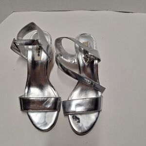 Dune London Metallic Silver Sandals